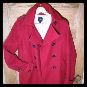 Red wool Gap pea coat